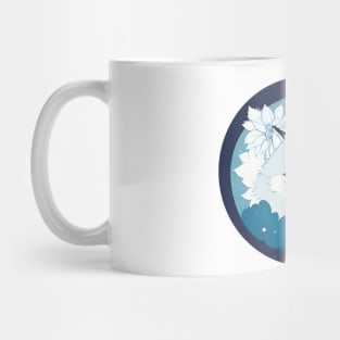 watercolor blue flower wolf fullmoon illustration sticker Mug